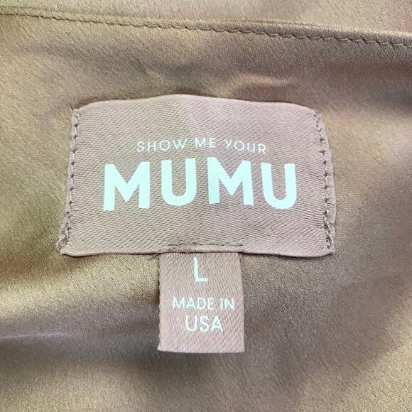 Show Me Your Mumu Jasmine Midi Dress L Crossover Halter Neck Open Back Satin - Picture 3 of 7